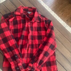 Eddie Bauer plaid red and back button shirt